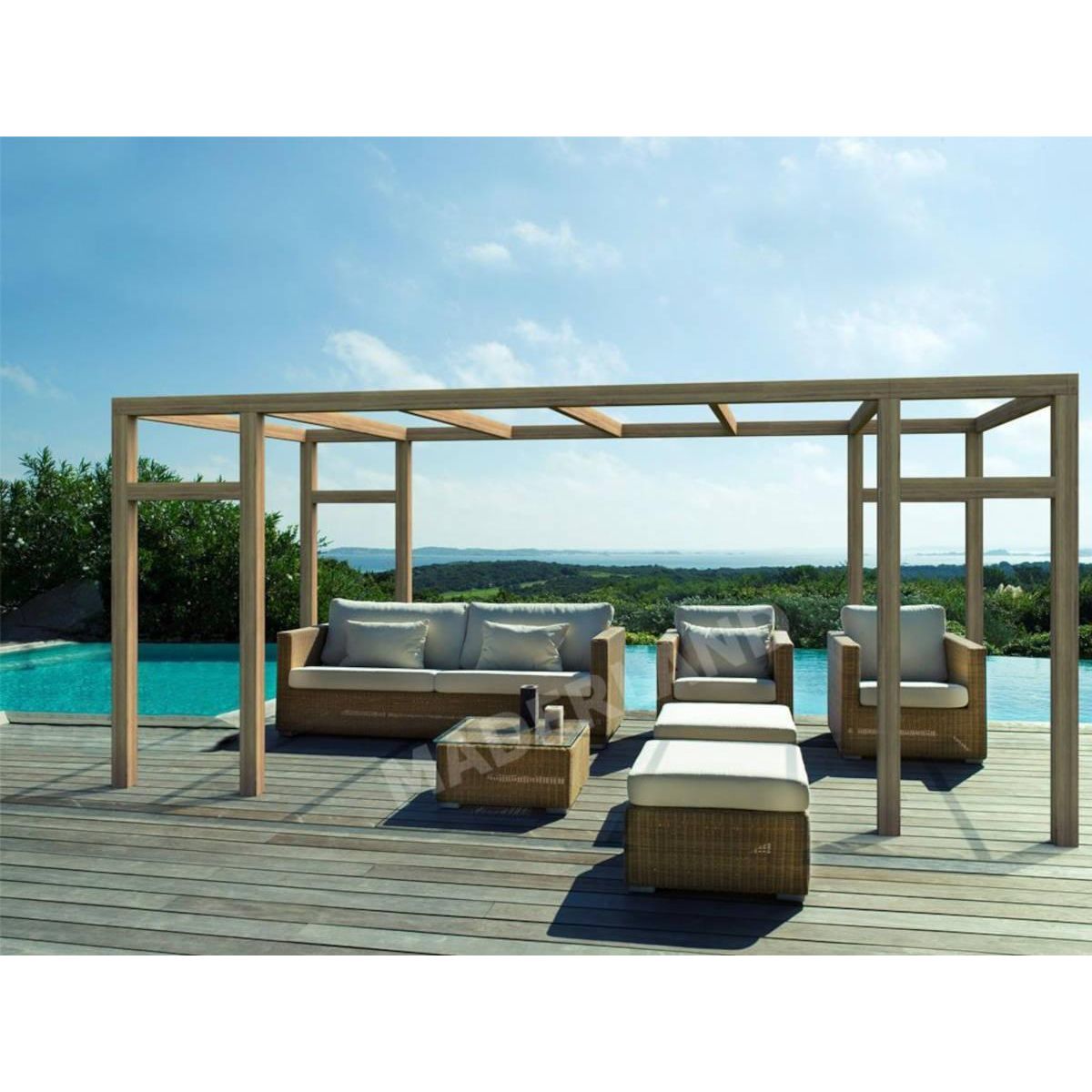 JARDIDECO Pergola en bois lamellé-collé Montreuil 600 x 400 cm - Maderland