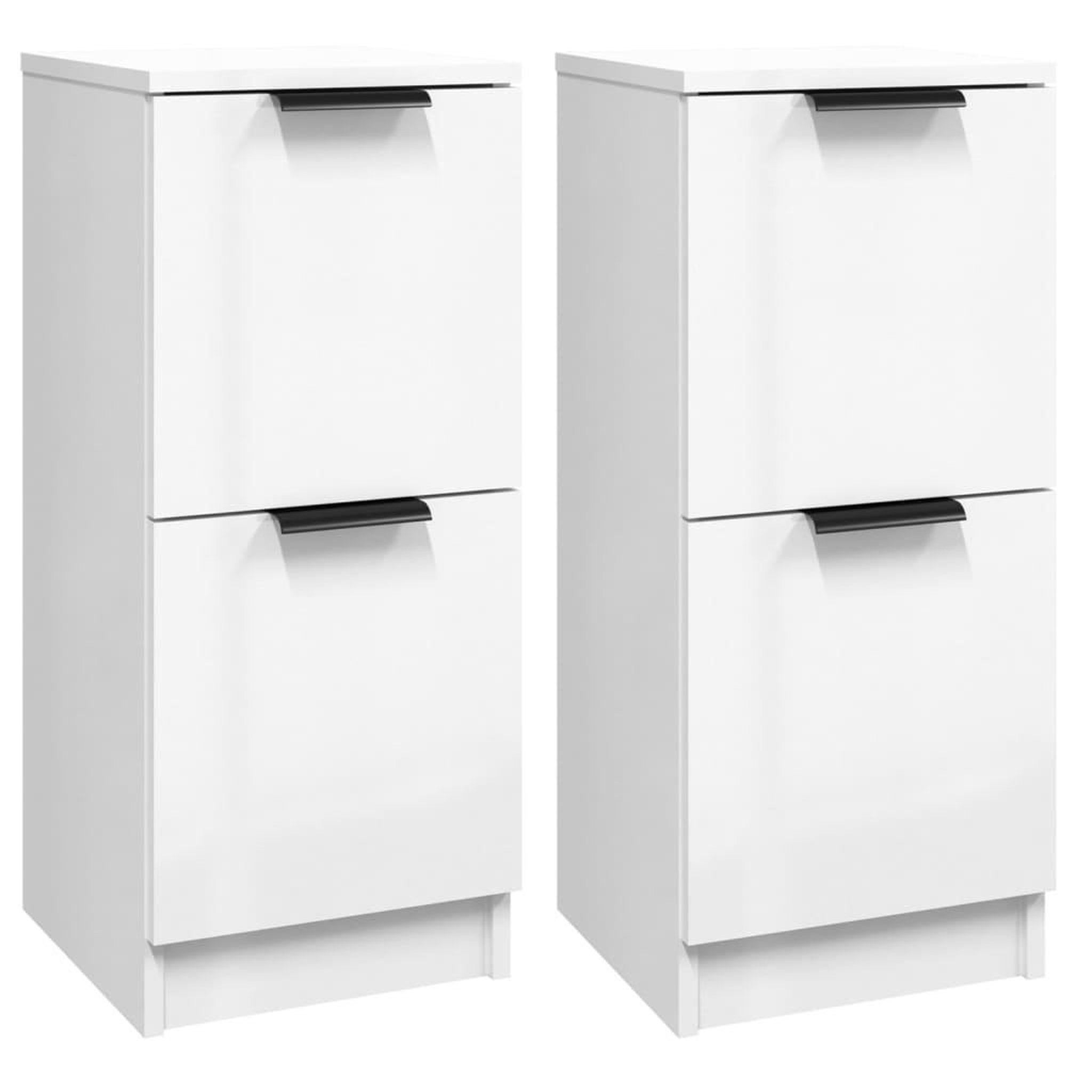 Voir la diapositive 2 : VIDAXL Buffets 2 pcs Blanc brillant 30x30x70 cm Bois d'ingenierie