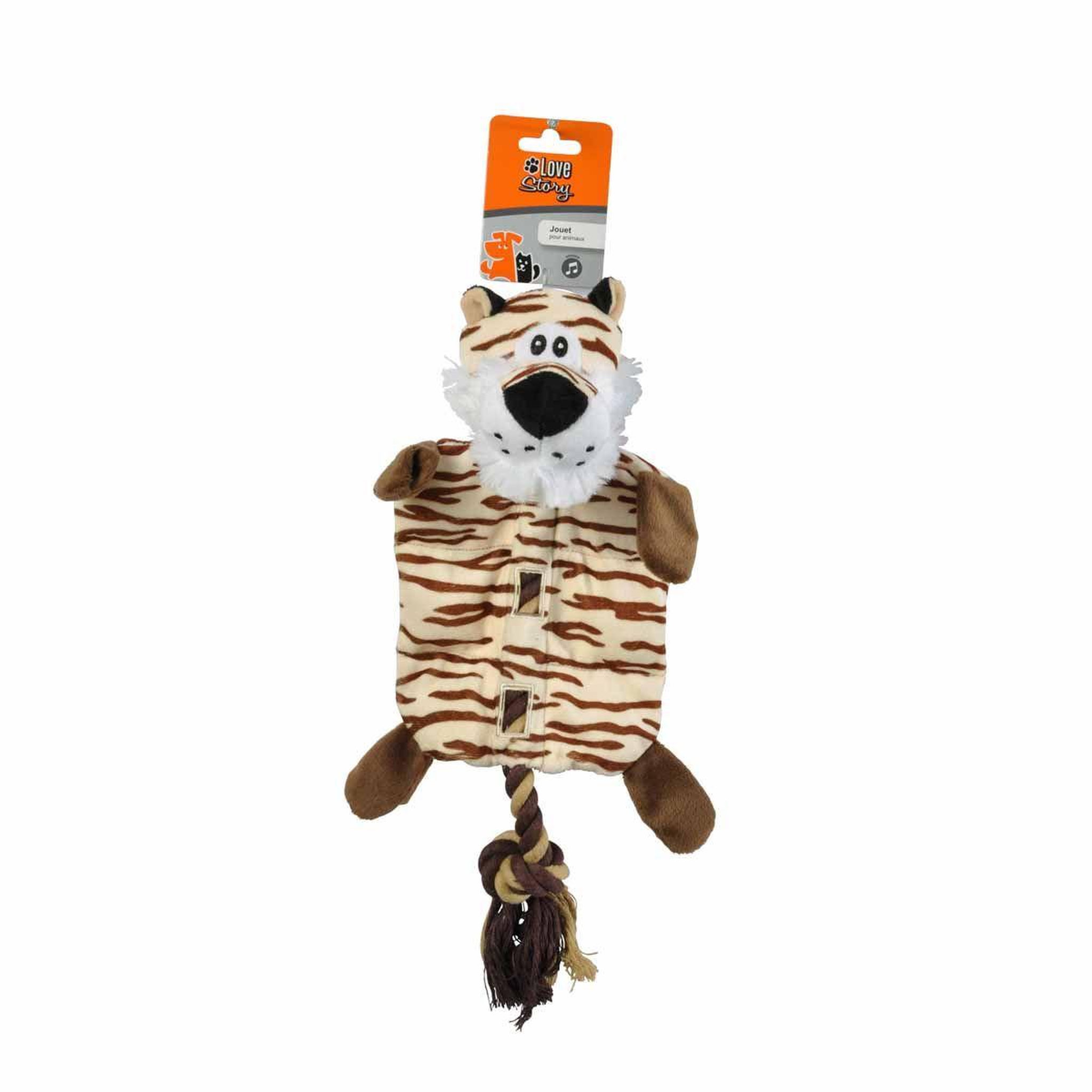 Voir la diapositive 2 : LOVE STORY Peluche pour chien  tigre  37cm marron
