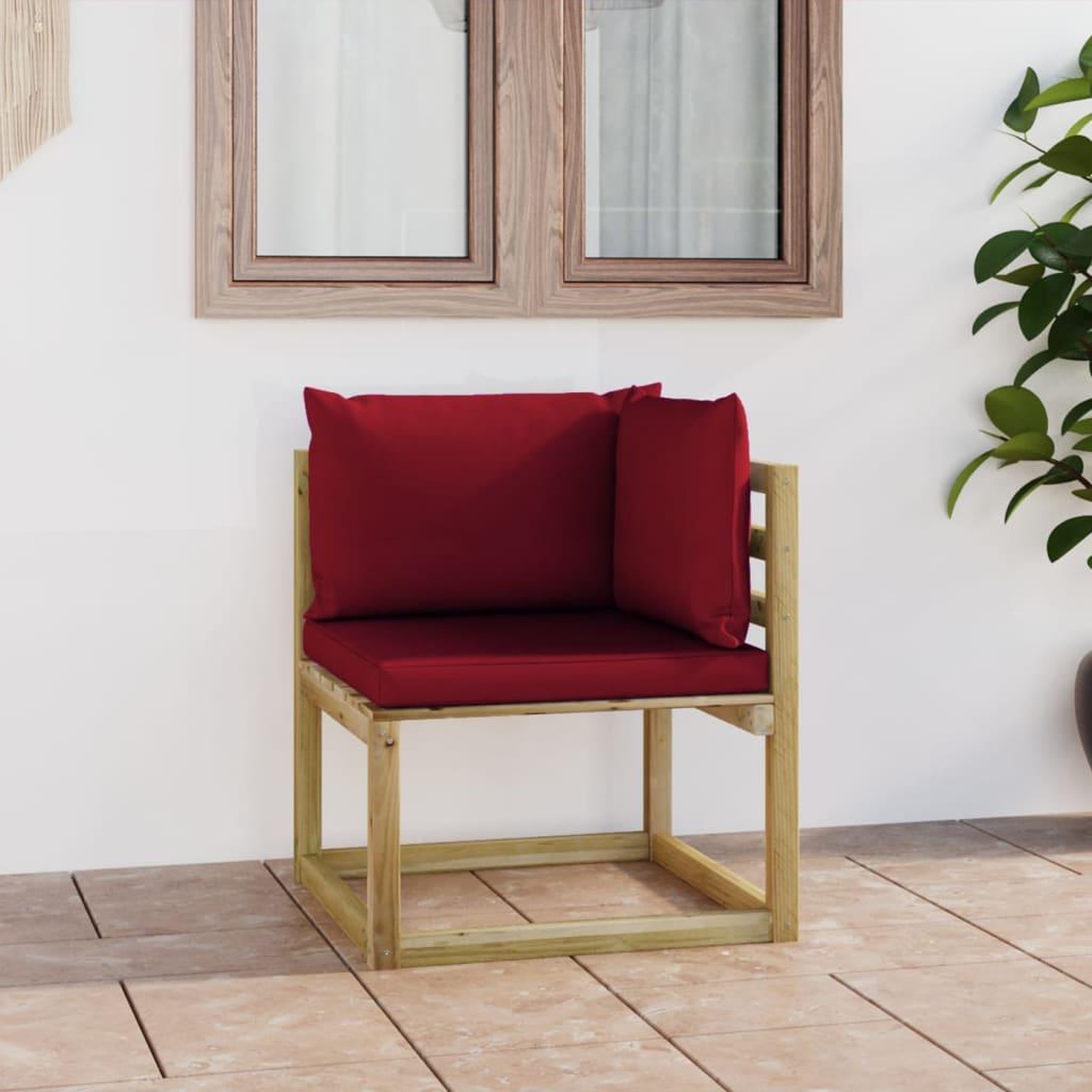 Voir la diapositive 1 : VIDAXL Canape d'angle de jardin avec coussins Bois impregne de vert