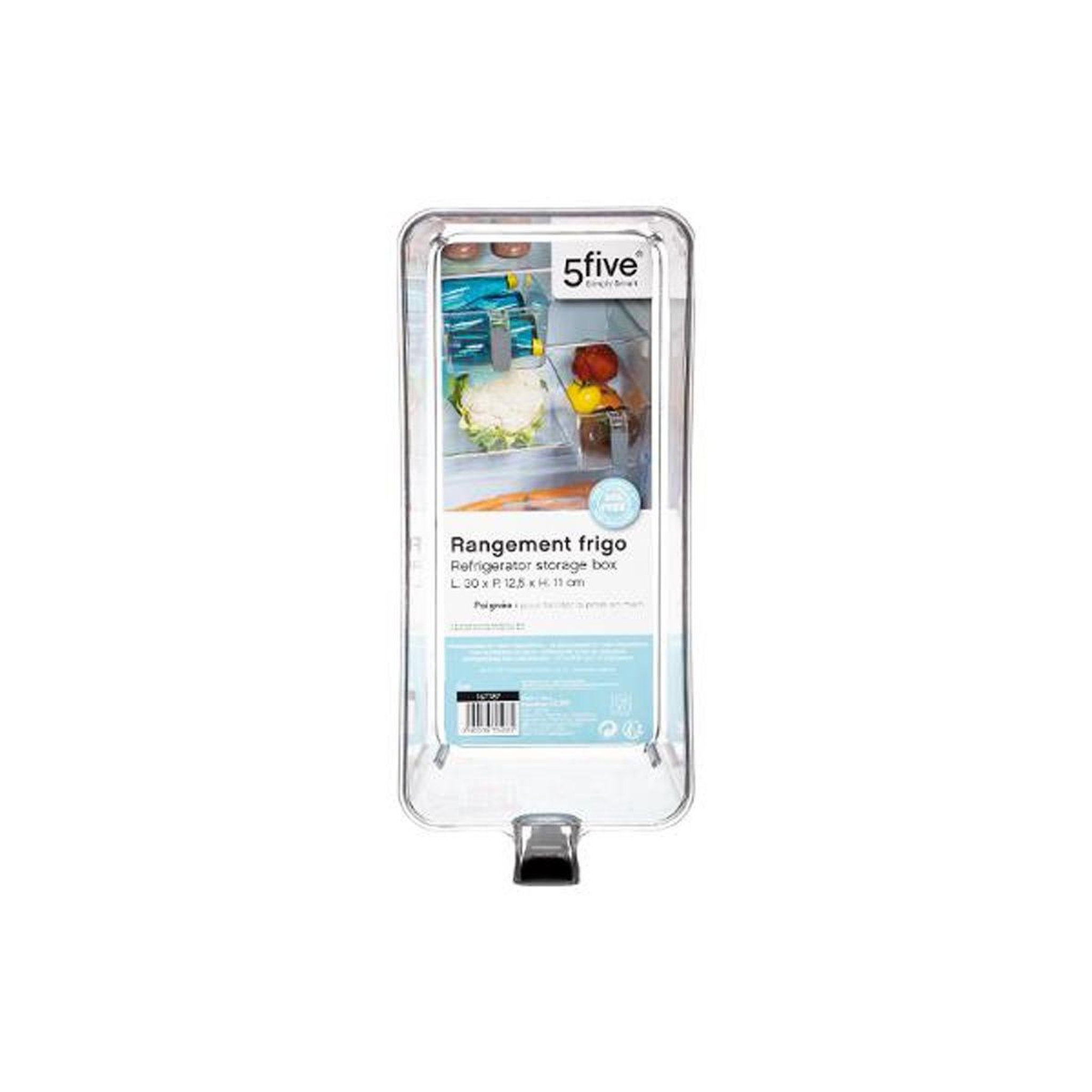 Voir la diapositive 3 : FIVE Bac de rangement frigo  poignée  12cm transparent