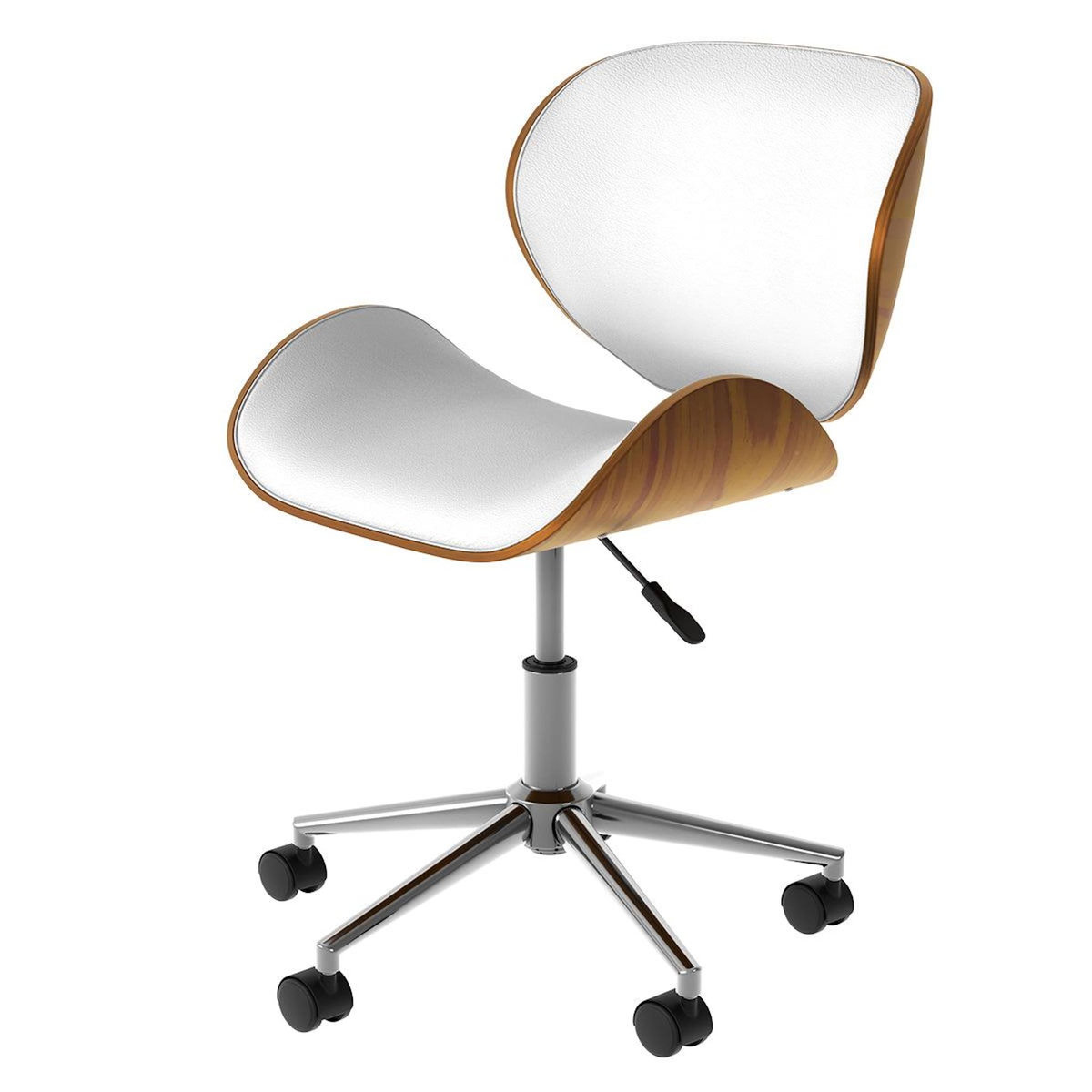 Rendez vous déco Chaise de bureau pivotante en cuir synthétique blanc 79-91cm-Baudoin