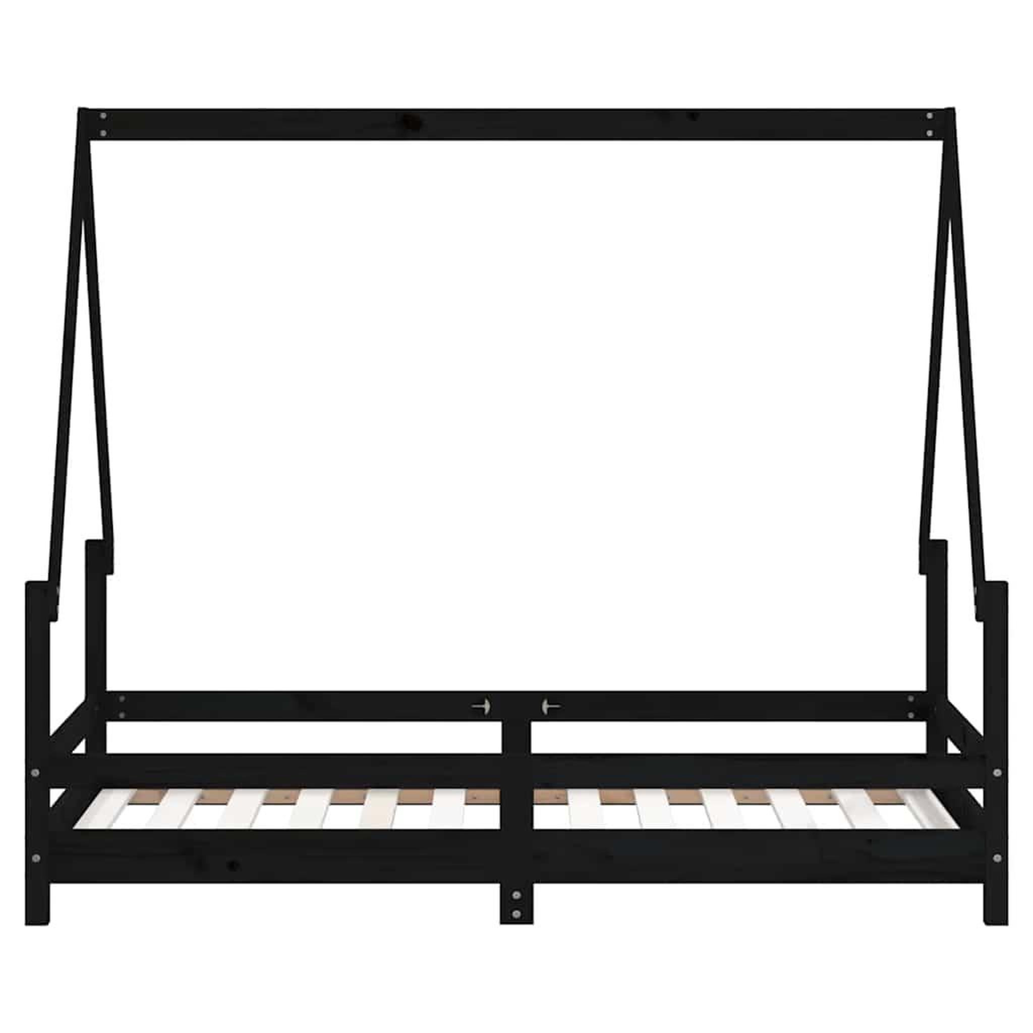 Voir la diapositive 4 : VIDAXL Cadre de lit pour enfant noir 80x160 cm bois de pin massif