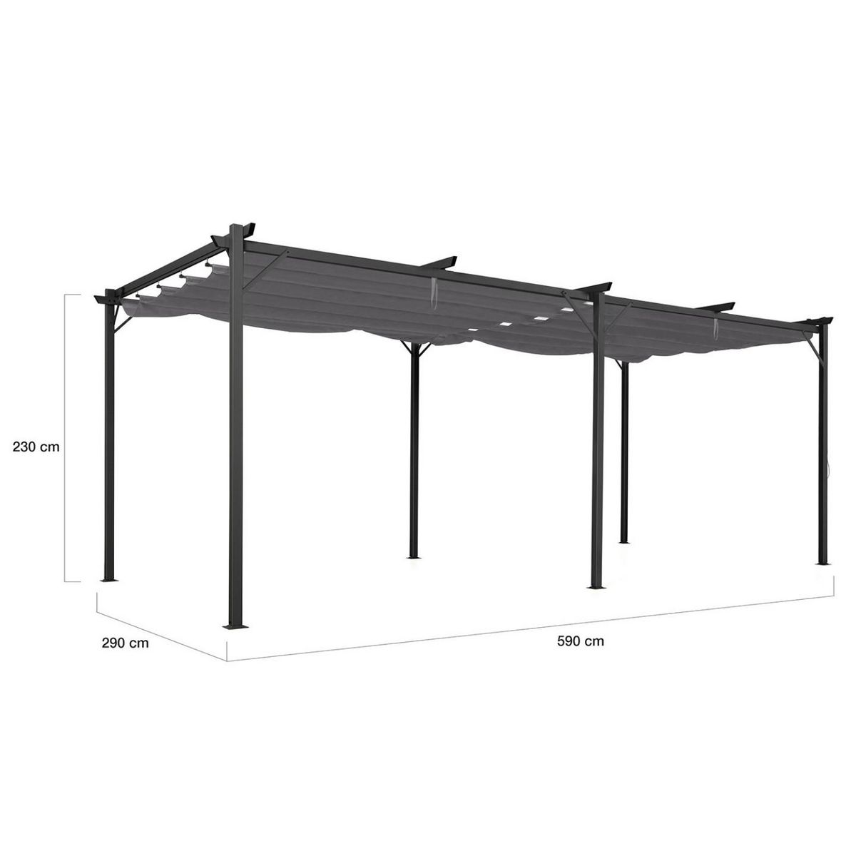 ID MARKET Pergola toit rétractable 6 pieds 3x6 M tonnelle gris anthracite
