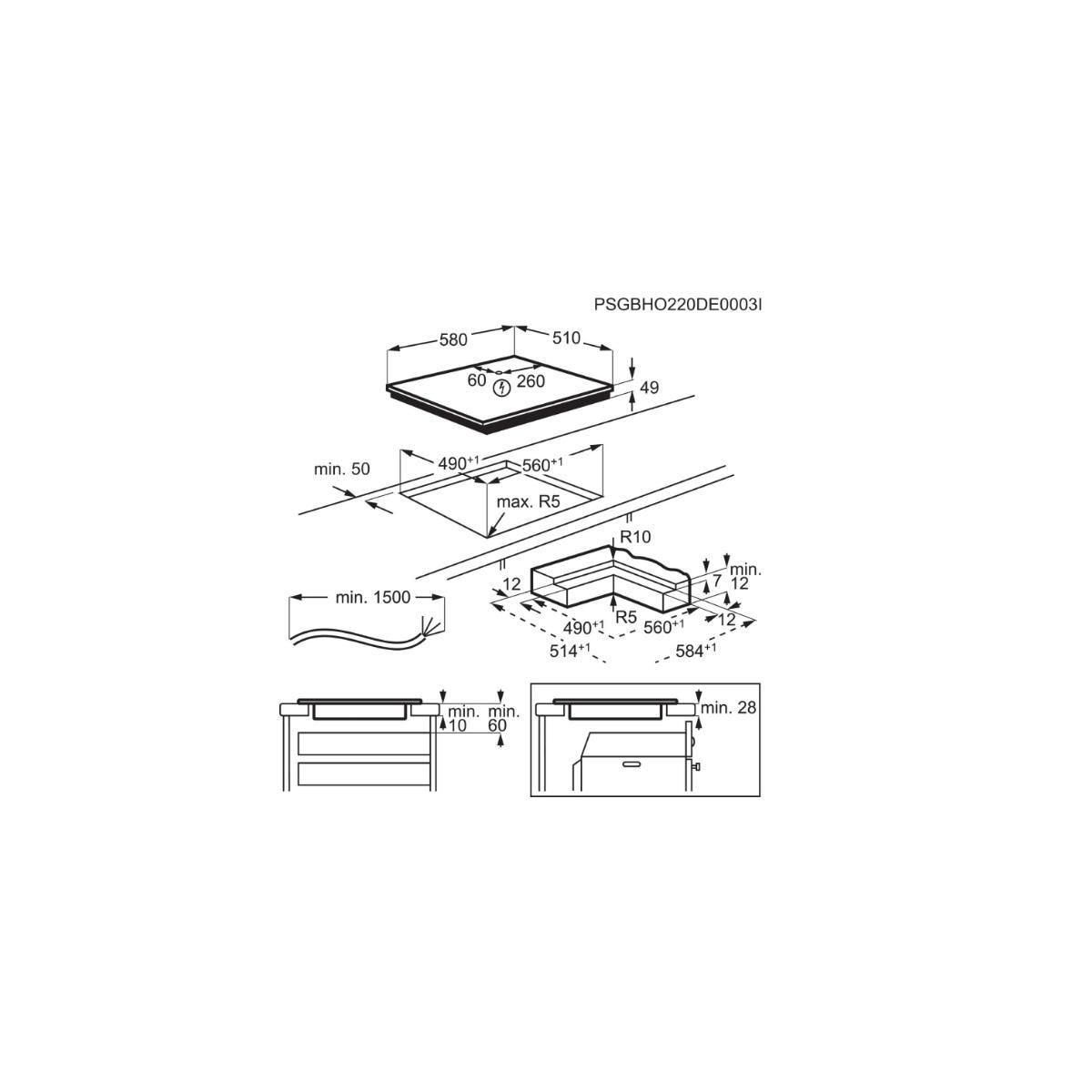 ELECTROLUX Table de cuisson induction 60cm 4 feux 7350w noir - EIV66453I