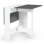 Voir la diapositive 4 : ID MARKET Table console pliable EDI 2-4 personnes bois blanc plateau gris 103 x 76 cm