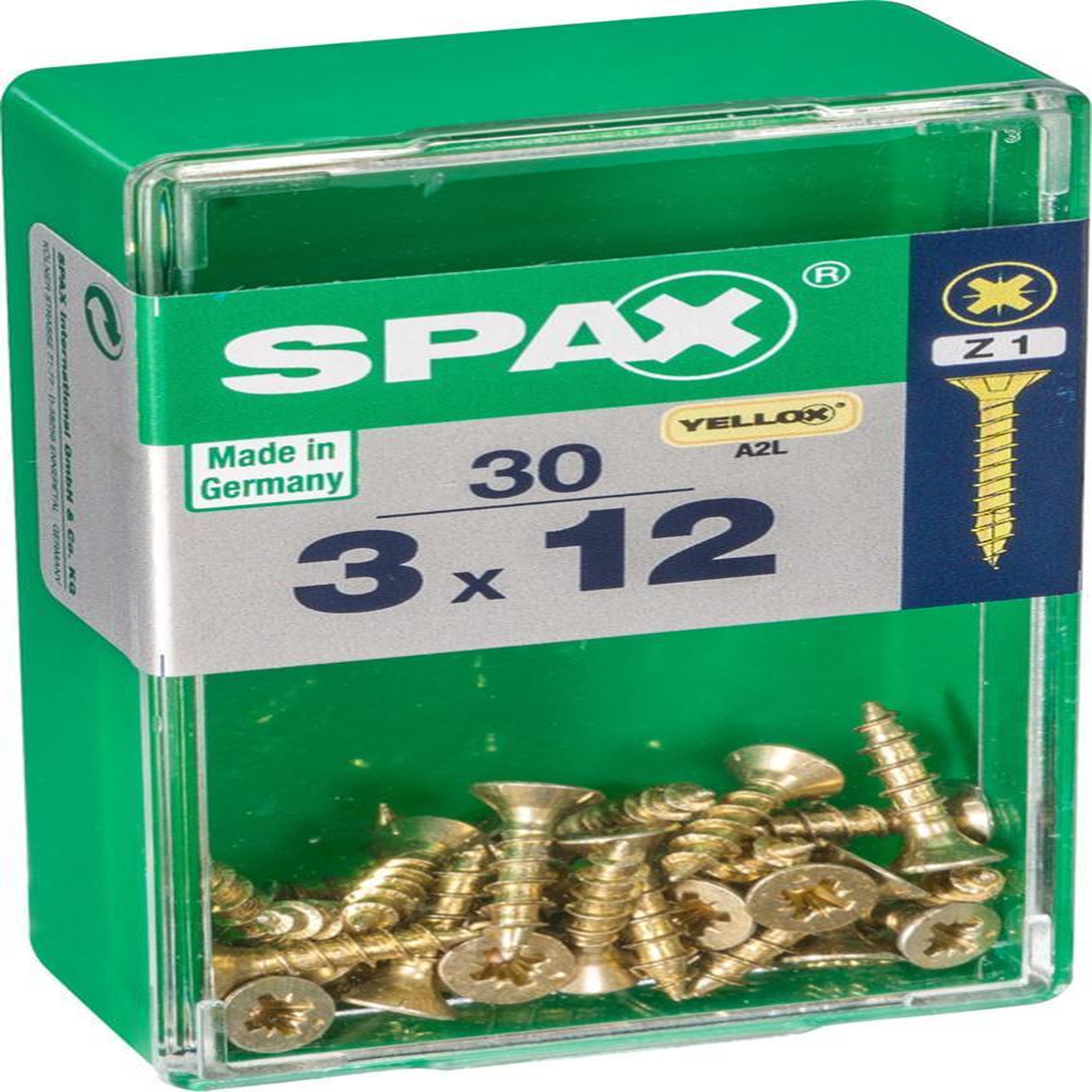 CENTRALE BRICO Lot de 30 vis acier tête fraisée pozidriv SPAX, Diam.3 mm x L.12 mm