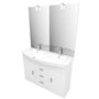 Aurlane Meuble de salle de bain blanc double vasque 120cm sur pied + vasque ceramique blanche + miroir led