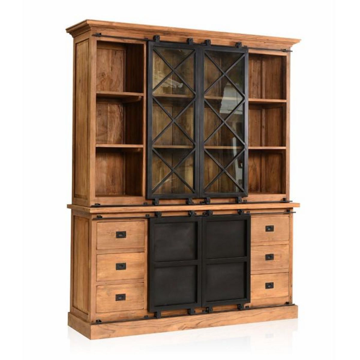 Paris Prix Vaisselier en Bois  Mylène  220cm Naturel & Noir
