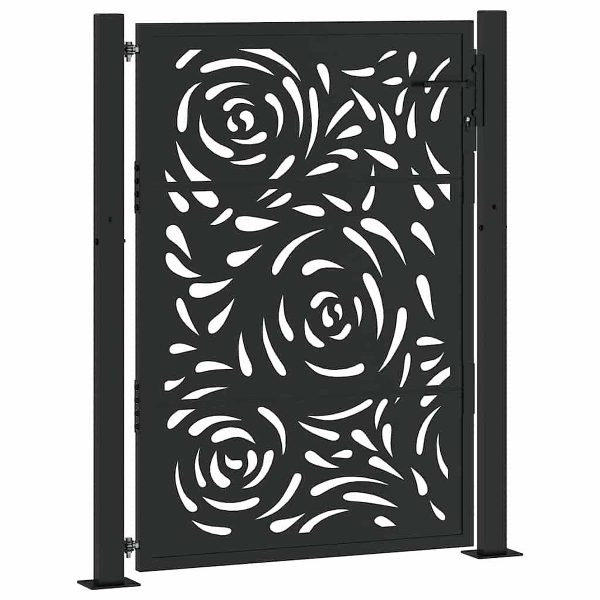 Voir la diapositive 2 : VIDAXL Portail de jardin noir 105x130 cm acier conception de flamme