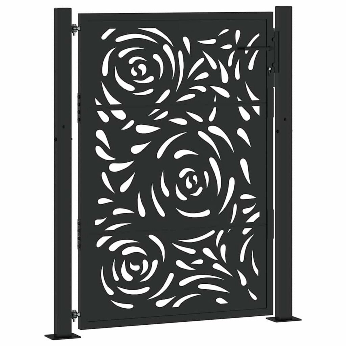 VIDAXL Portail de jardin noir 105x130 cm acier conception de flamme