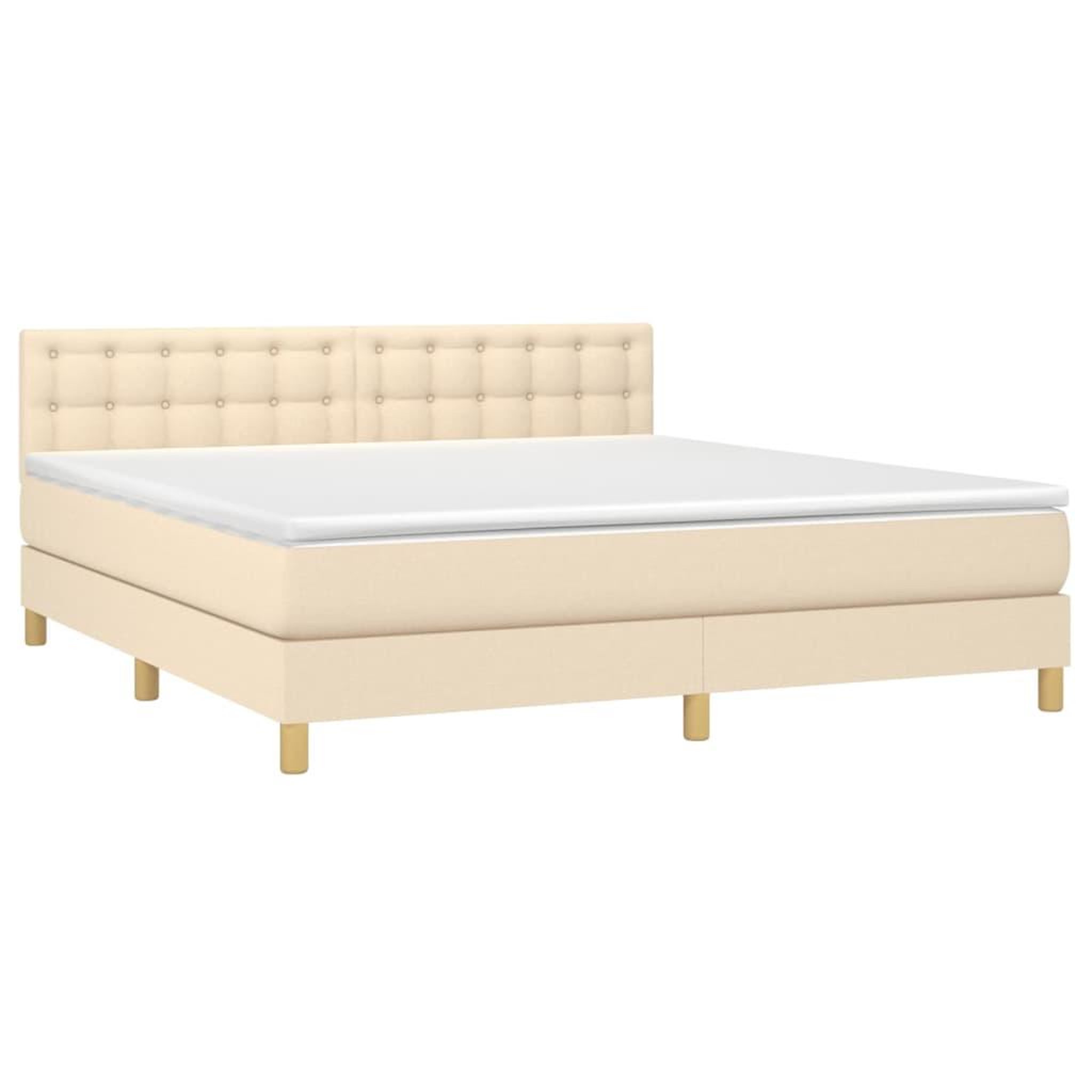 Voir la diapositive 3 : VIDAXL Sommier a lattes de lit avec matelas LED Creme 180x200 cm Tissu