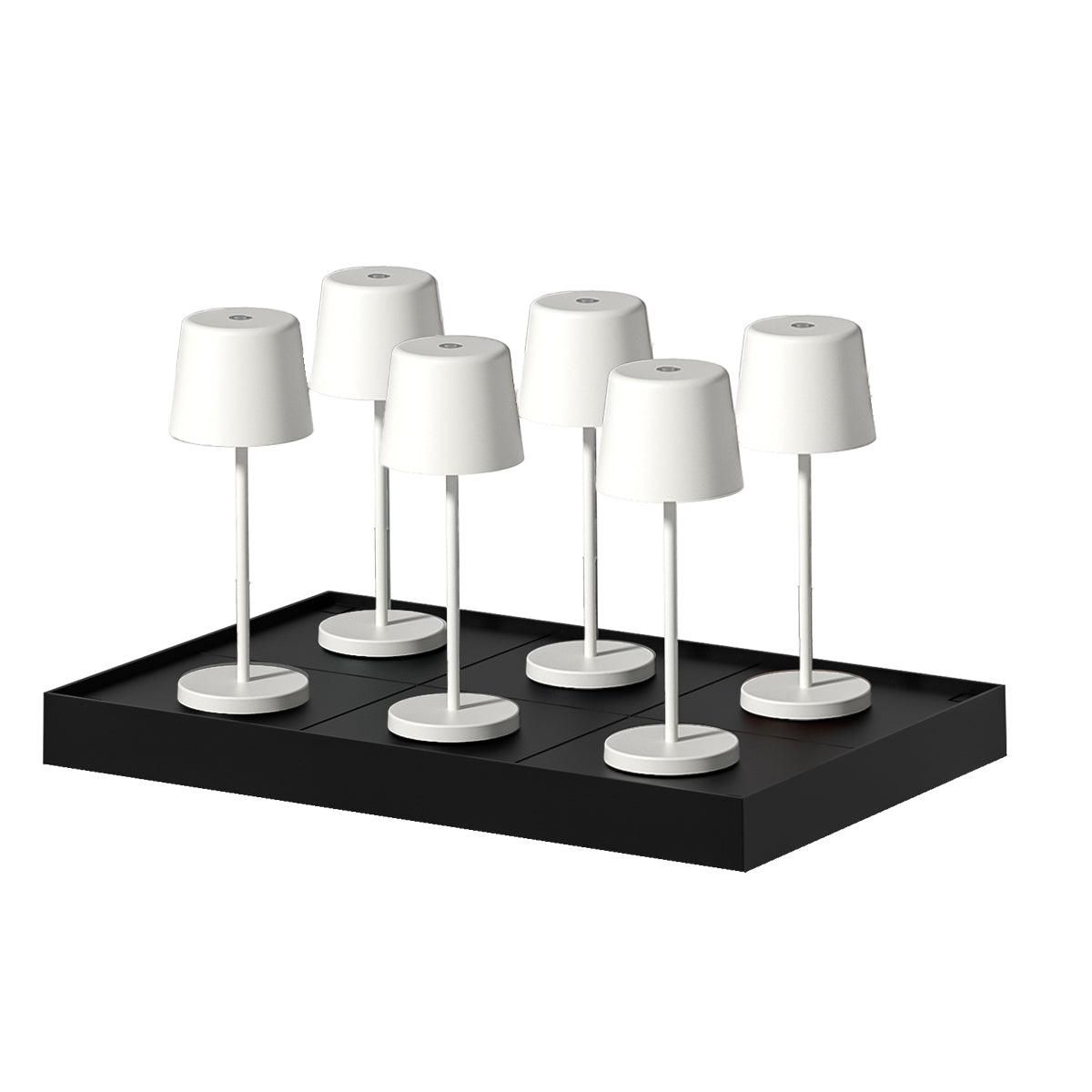 Lumisky 6 mini lampes avec plateau de chargement KELLY MINI Blanc Aluminium H22cm