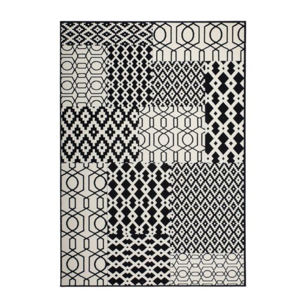 Paris Prix Tapis Tissé Géométrique à Poils Courts  Lina  Noir