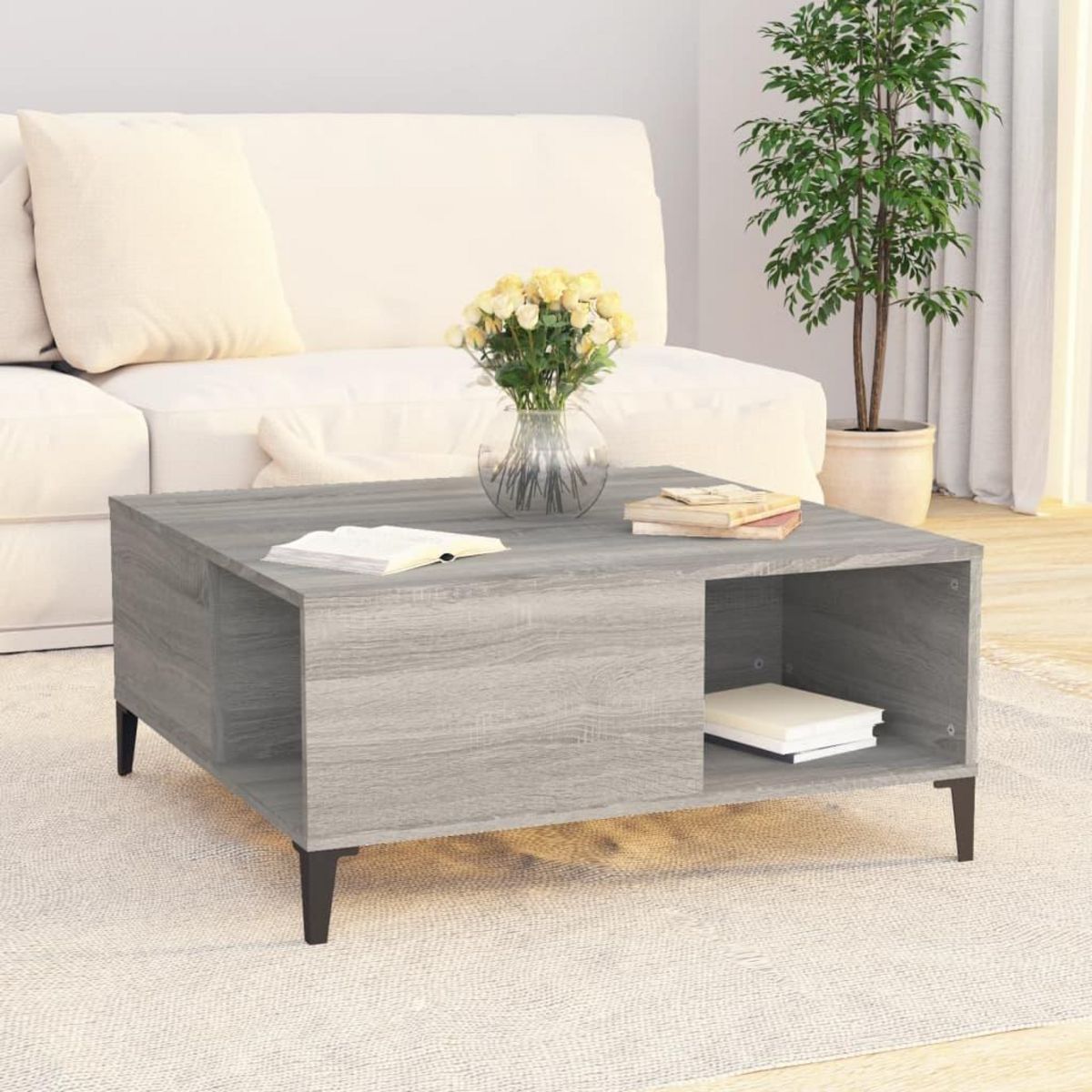 VIDAXL Table basse sonoma gris 80x80x36,5 cm bois d'ingenierie