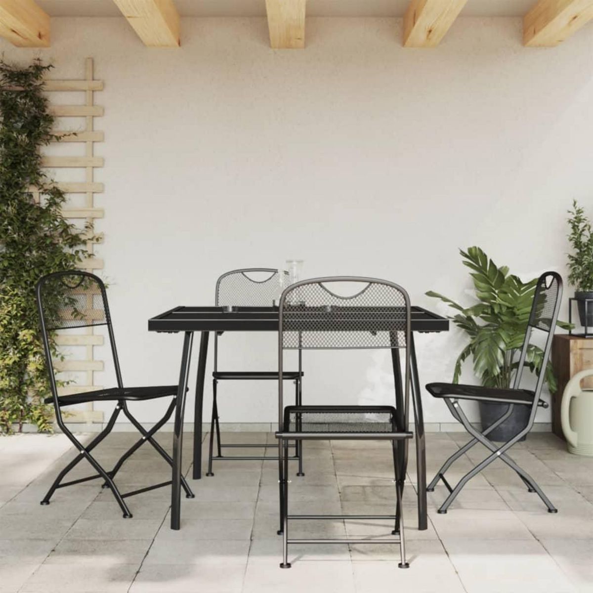 VIDAXL Ensemble a manger de jardin 5 pcs anthracite metal maille