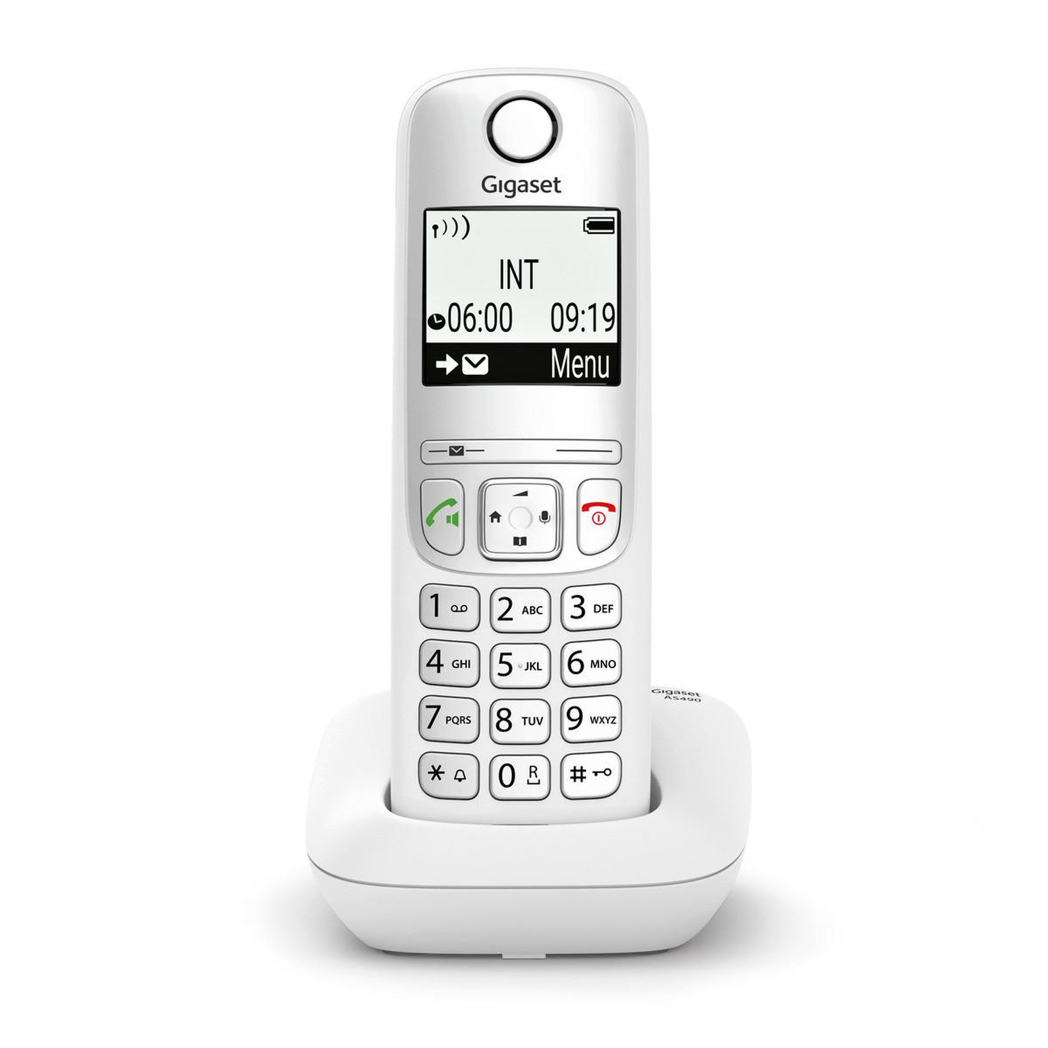 Voir la diapositive 2 : GIGASET TÉLÉPHONE MAINS LIBRES SANS FIL GIGASET AS490 BLANC