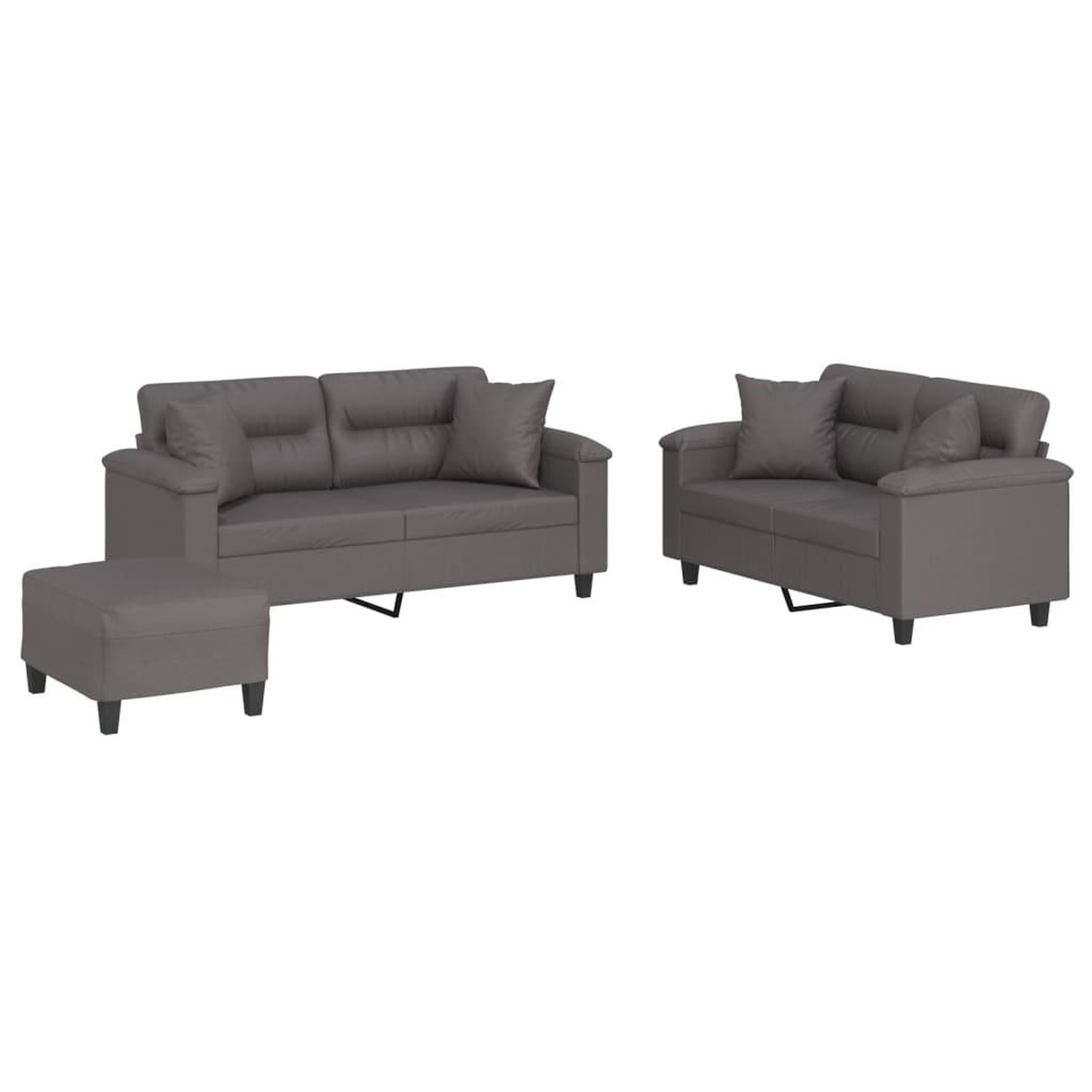 Voir la diapositive 2 : VIDAXL Ensemble de canapes 3 pcs avec coussins gris similicuir