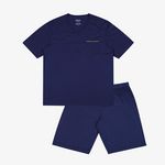 Eminence Pyjama court col V homme Mercerisé. Coloris disponibles : Rouge, Bleu