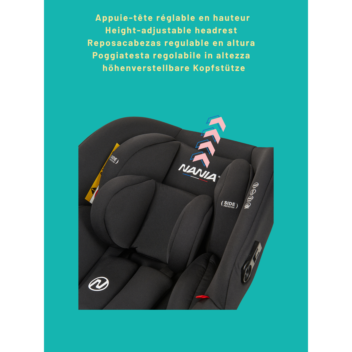 NANIA Siège auto bébé ceinturé NANIA Rimini 40-87 cm R129 i-Size –dès la naissance à 13 kg Protection Latérale -insert lombaire et de réduction+ Base isofix