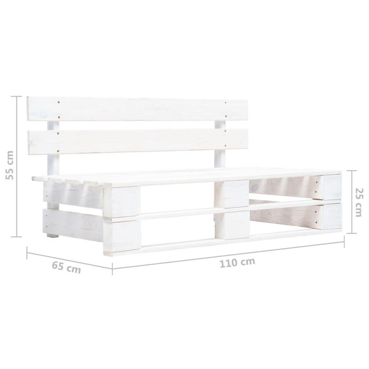 VIDAXL Canape central palette de jardin Blanc Bois de pin impregne