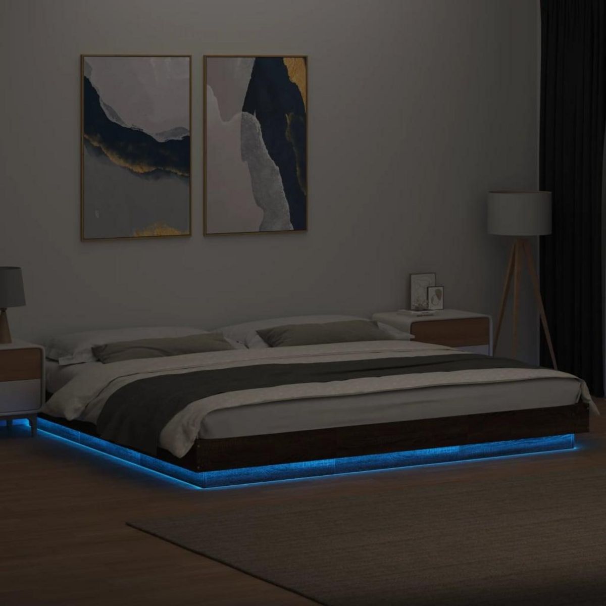 VIDAXL Cadre de lit avec lumieres LED sans matelas 200x200 cm