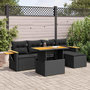 Voir la diapositive 1 : VIDAXL Salon de jardin 6 pcs avec coussins noir resine tressee acacia