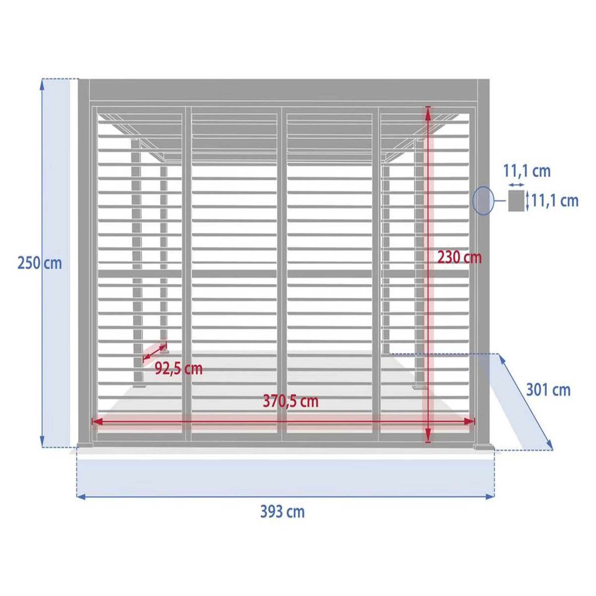 Voir la diapositive 3 : HESPERIDE Persiennes coulissantes pour pergola evora côté 4 m argile - hespéride