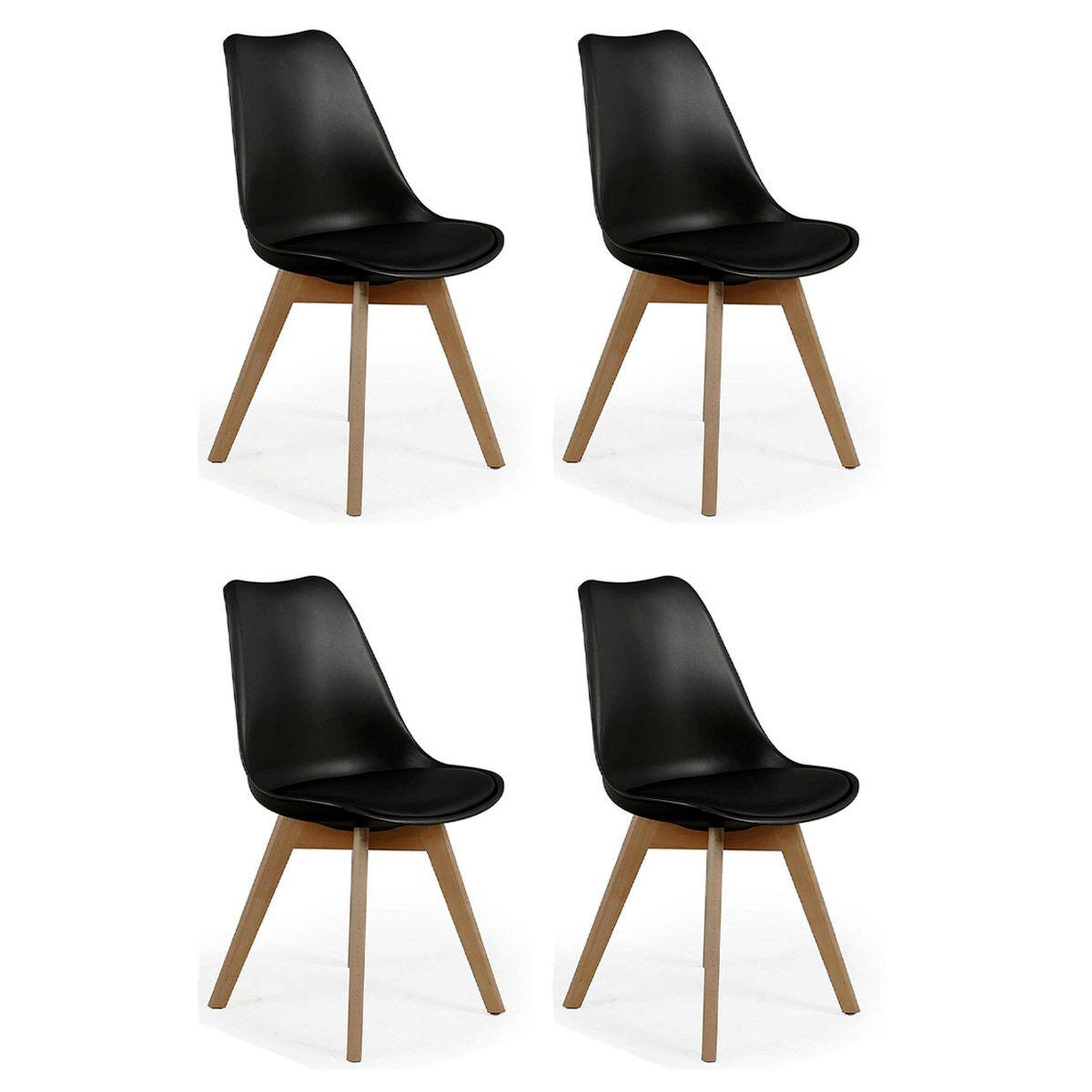 The Home Deco Factory Lot de 4 chaises scandinave  coquil  81cm noir