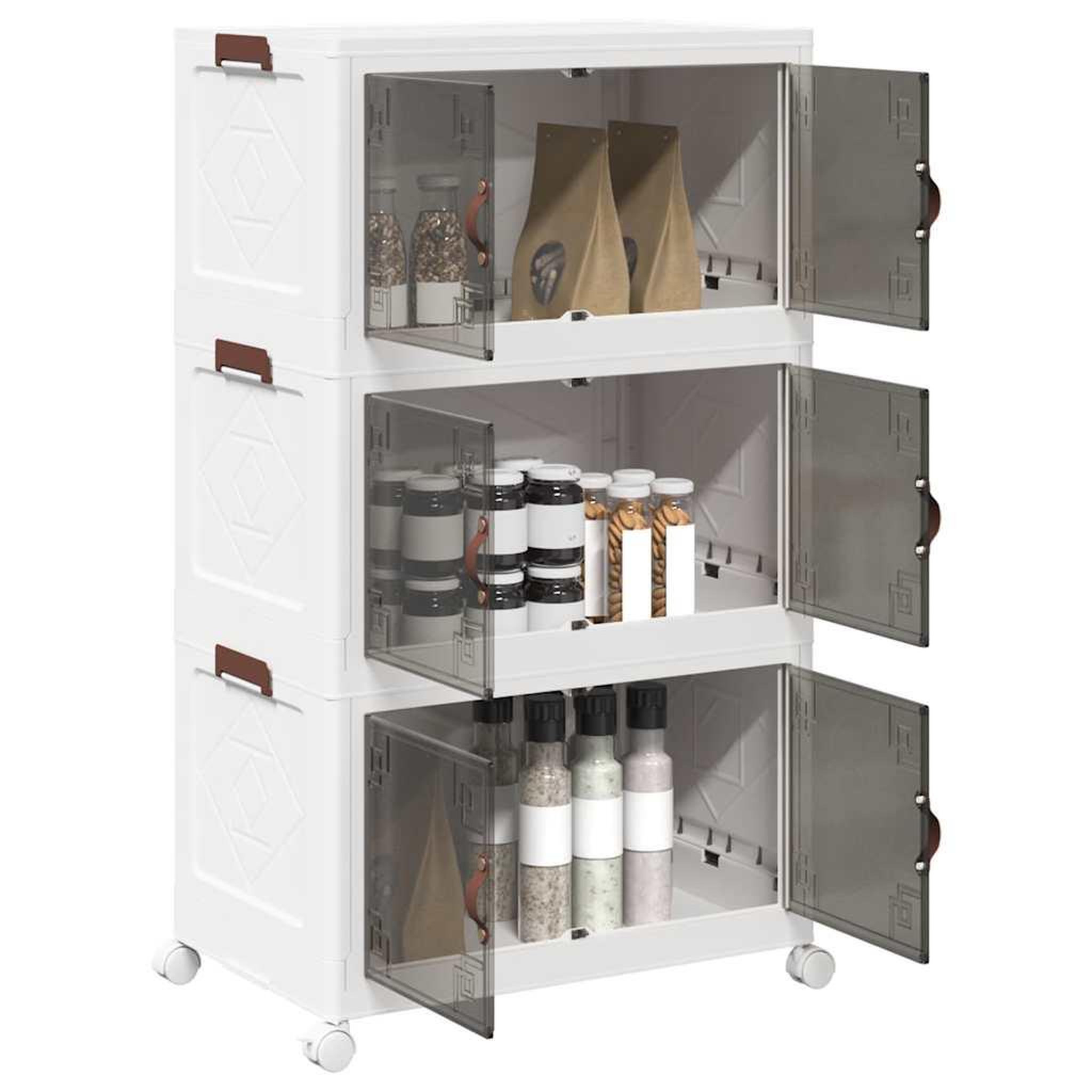 VIDAXL Boîte de rangement empilable avec roues a 3 niveaux 75 L