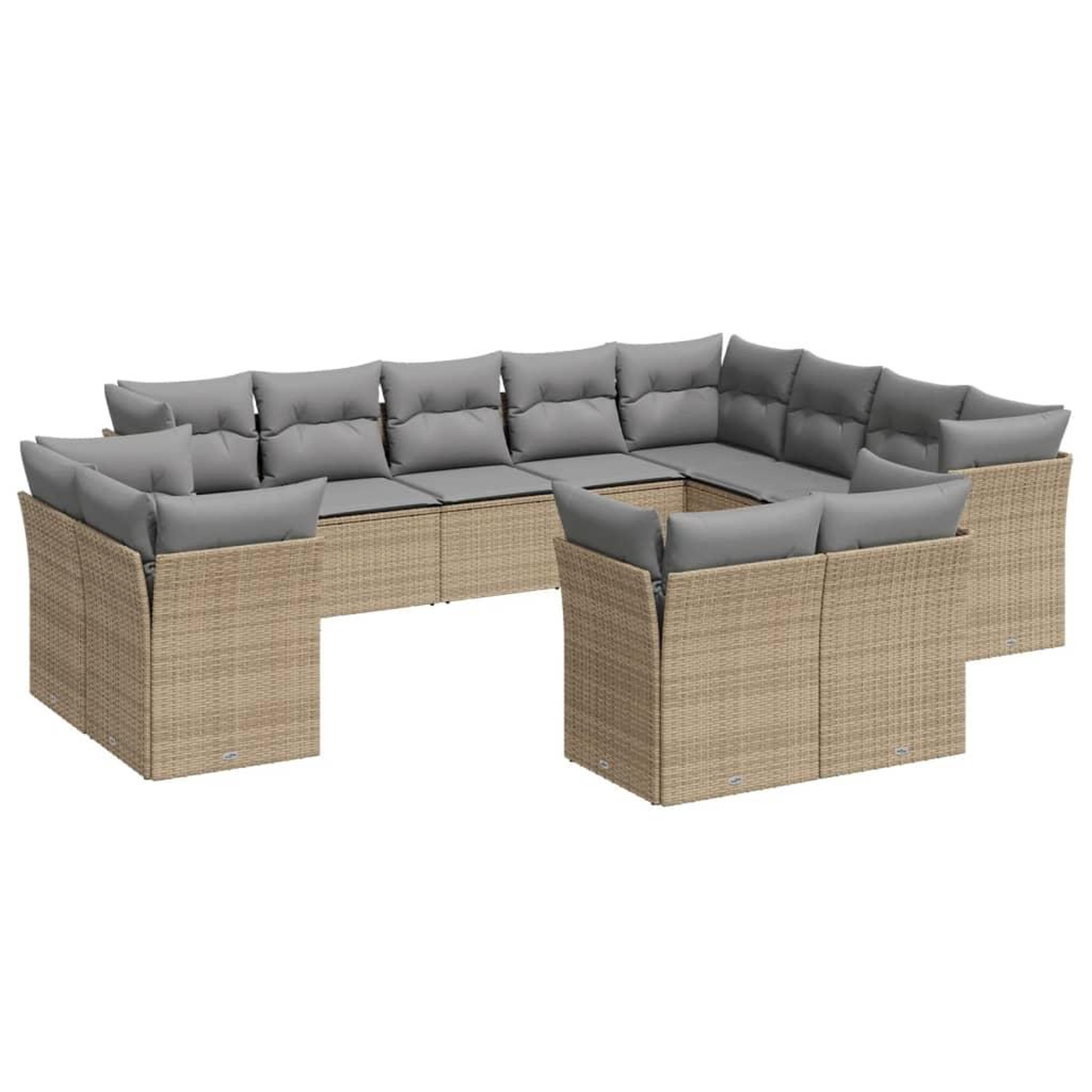 Voir la diapositive 2 : VIDAXL Salon de jardin avec coussins 12 pcs beige resine tressee