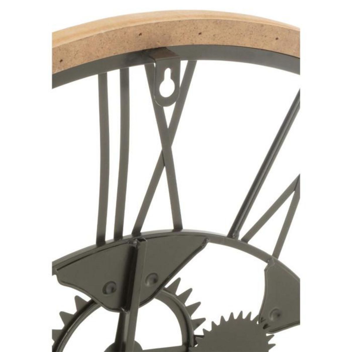 Paris Prix Horloge Murale en Métal  Roues  60cm Noir & Naturel