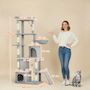 Voir la diapositive 3 : PAWHUT Arbre à chat design gris clair multi-activités - zones de repos, griffoirs - H.170 cm
