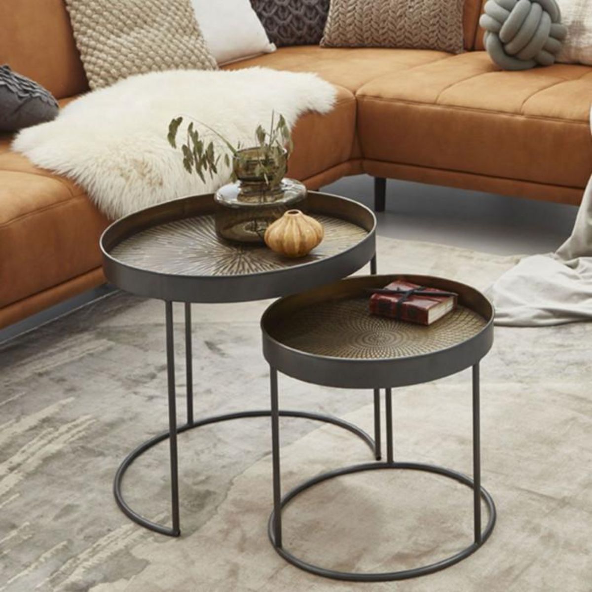 Paris Prix Lot de 2 Tables d'Appoint  Authentique  51cm Noir