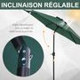 Voir la diapositive 5 : OUTSUNNY Parasol inclinable de jardin balcon terrasse manivelle toile polyester imperméabilisée haute densité 180 g/m² Ø2,7 x 2,35H m alu vert