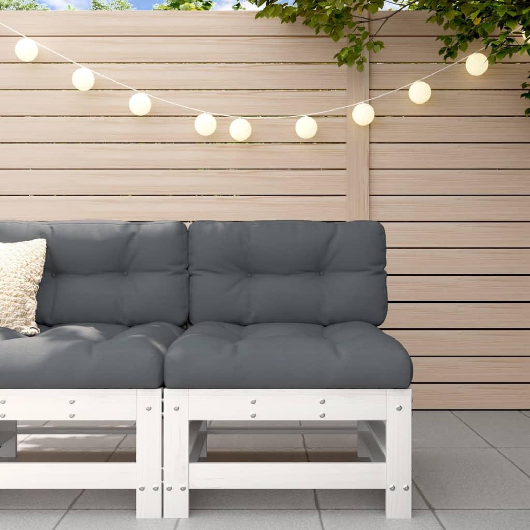 VIDAXL Canape central de jardin blanc bois de pin massif
