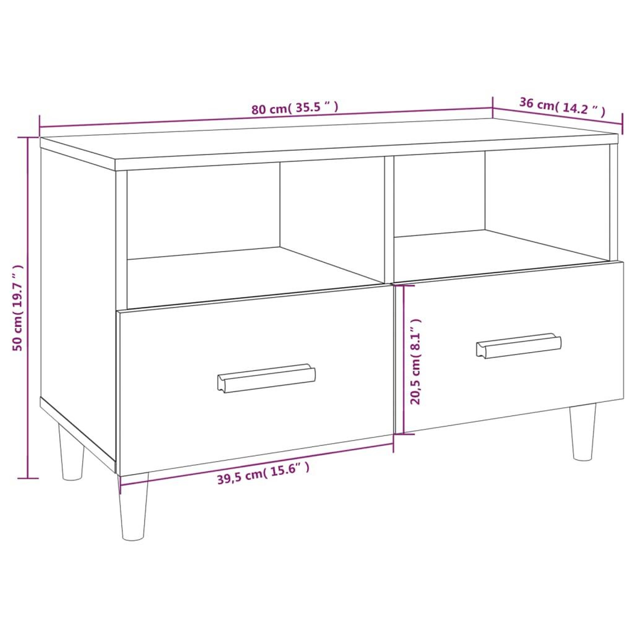Voir la diapositive 6 : VIDAXL Meuble TV Chene fume 80x36x50 cm Bois d'ingenierie