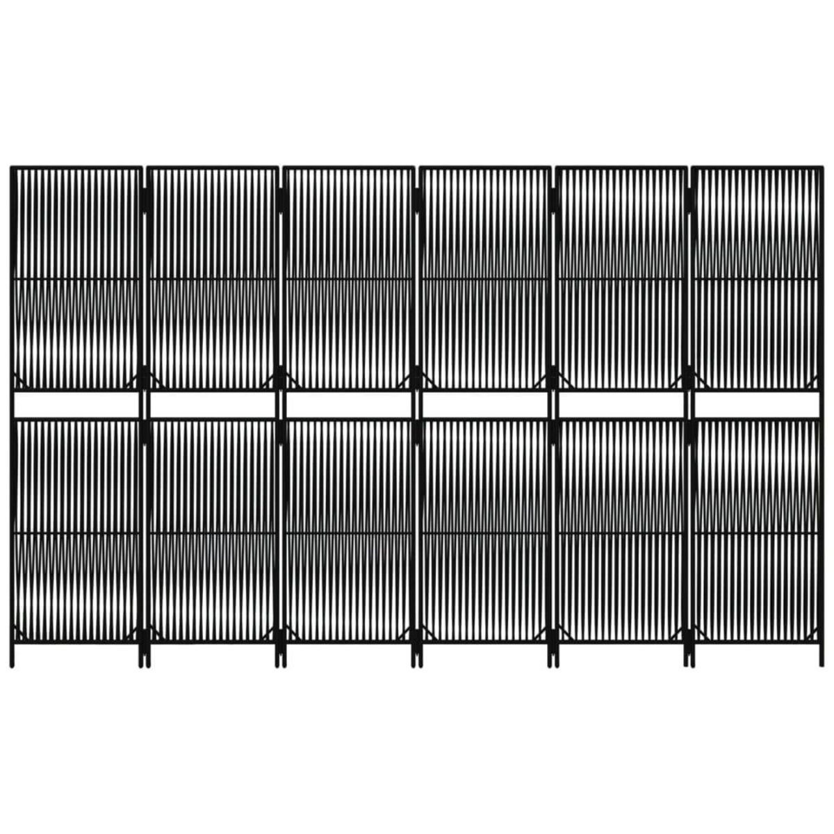 VIDAXL Cloison de separation 6 panneaux noir resine tressee
