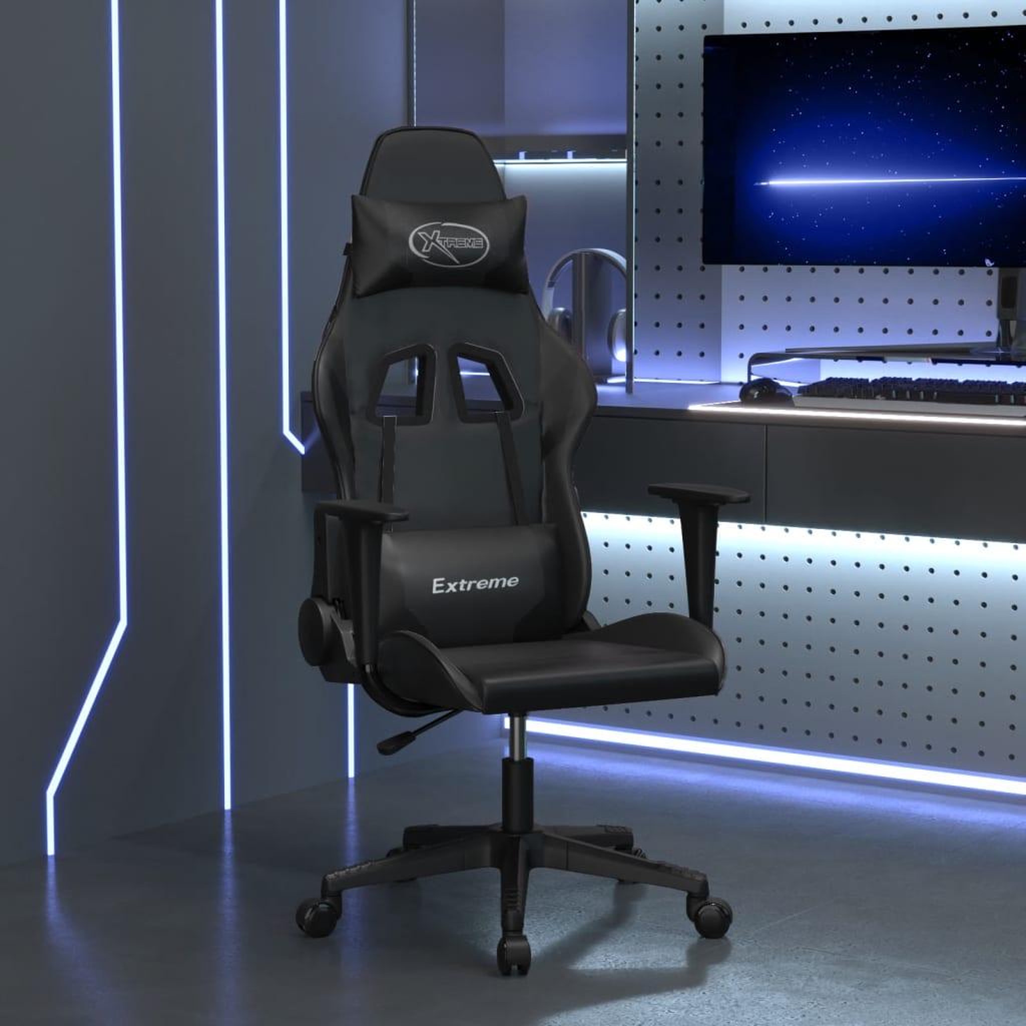 VIDAXL Chaise de jeu de massage noir similicuir