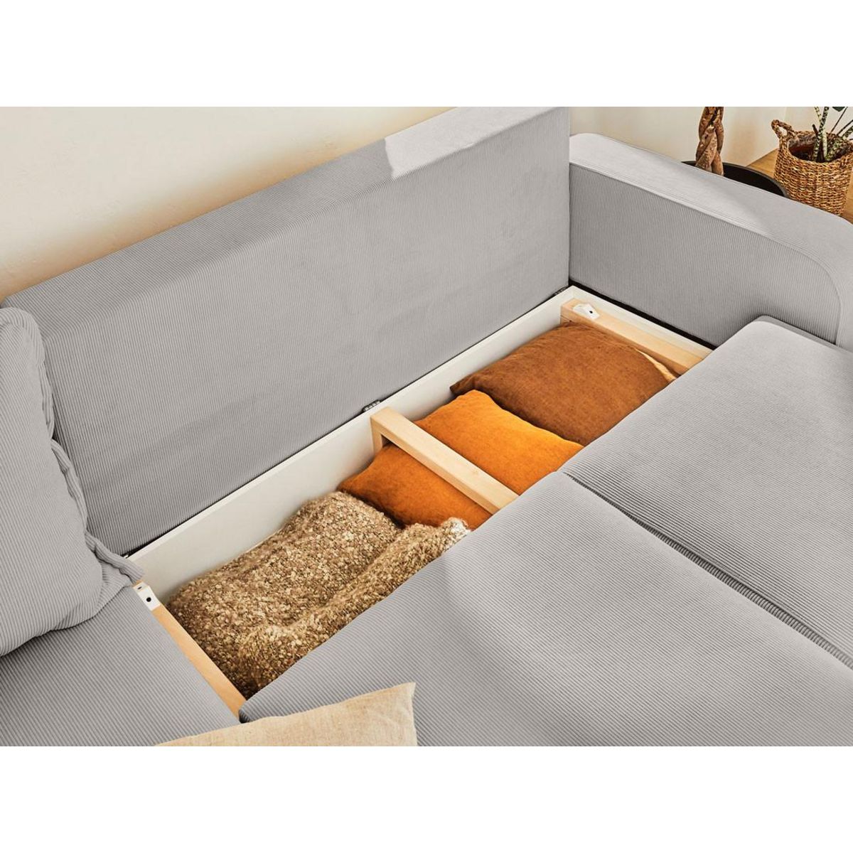 LISA DESIGN Albane - canapé d'angle gauche - 4 places - convertible avec coffre - en velours côtelé