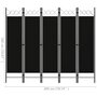 VIDAXL Cloison de separation 5 panneaux Noir 200x180 cm