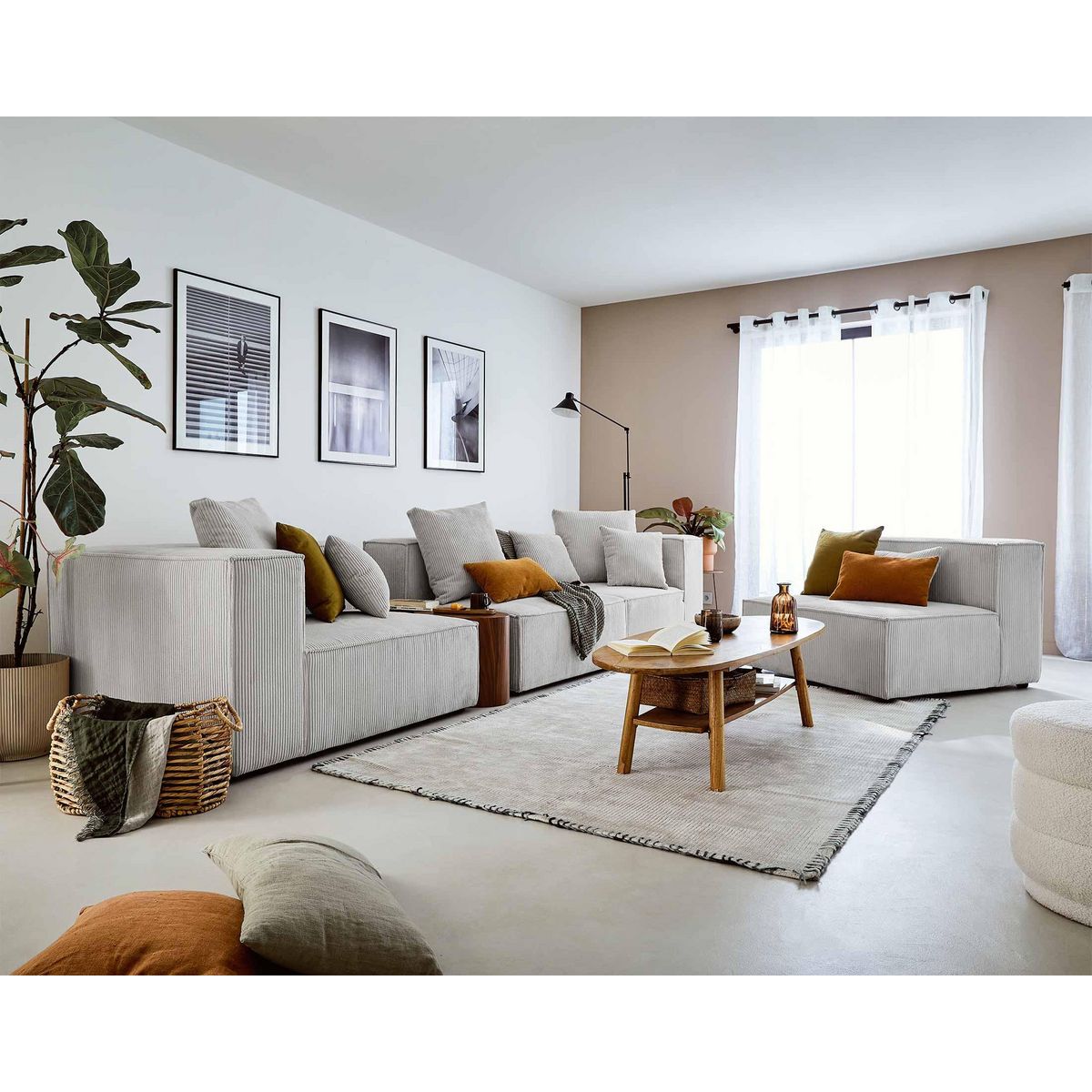 LISA DESIGN Colombine - module d'assise sans accoudoirs - en velours côtelé