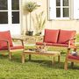 Voir la diapositive 3 : SWEEEK Salon de jardin en bois 4 places - Ushuaïa - Canapé, fauteuils et table basse en acacia, design