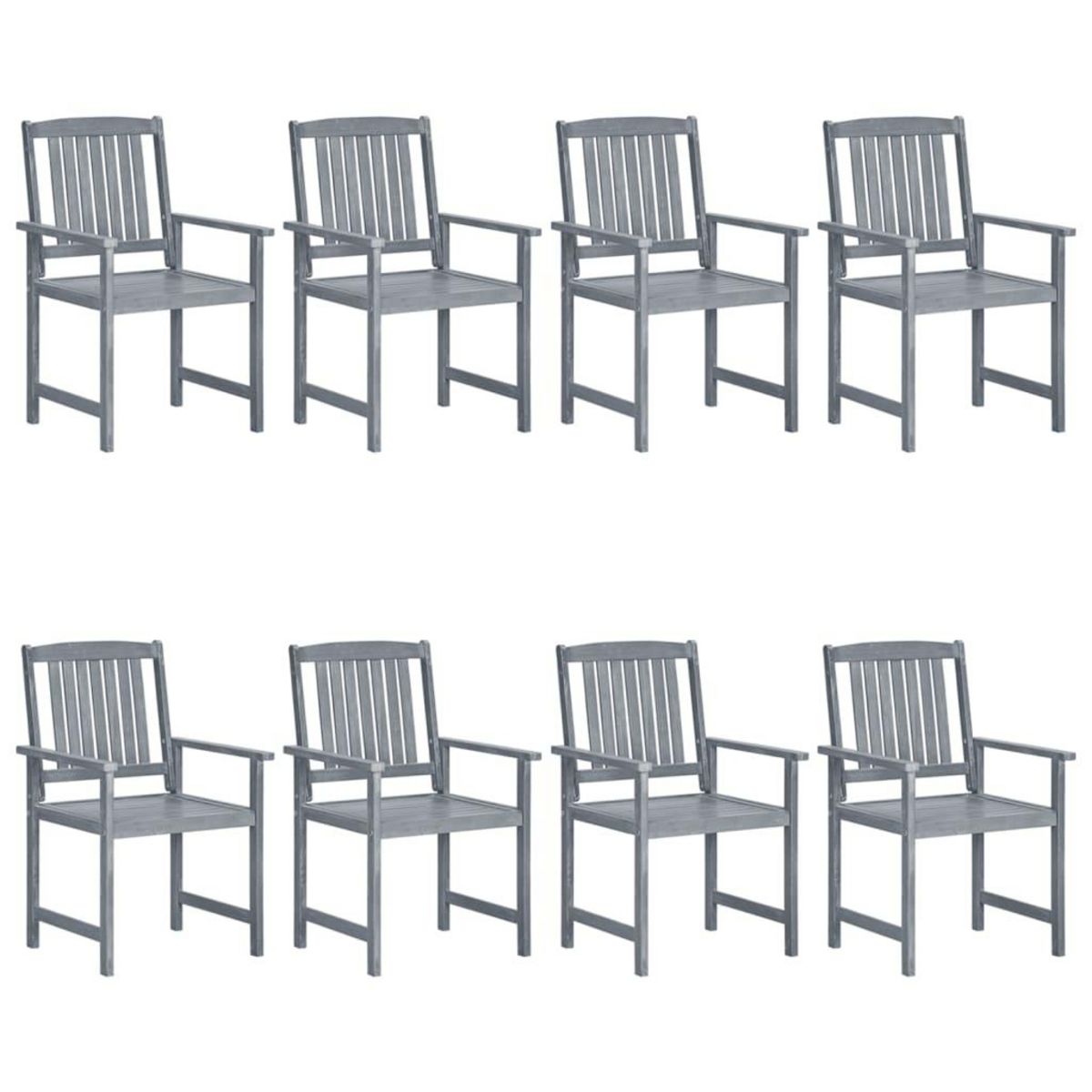 VIDAXL Chaises de jardin et coussins lot de 8 Bois acacia solide Gris