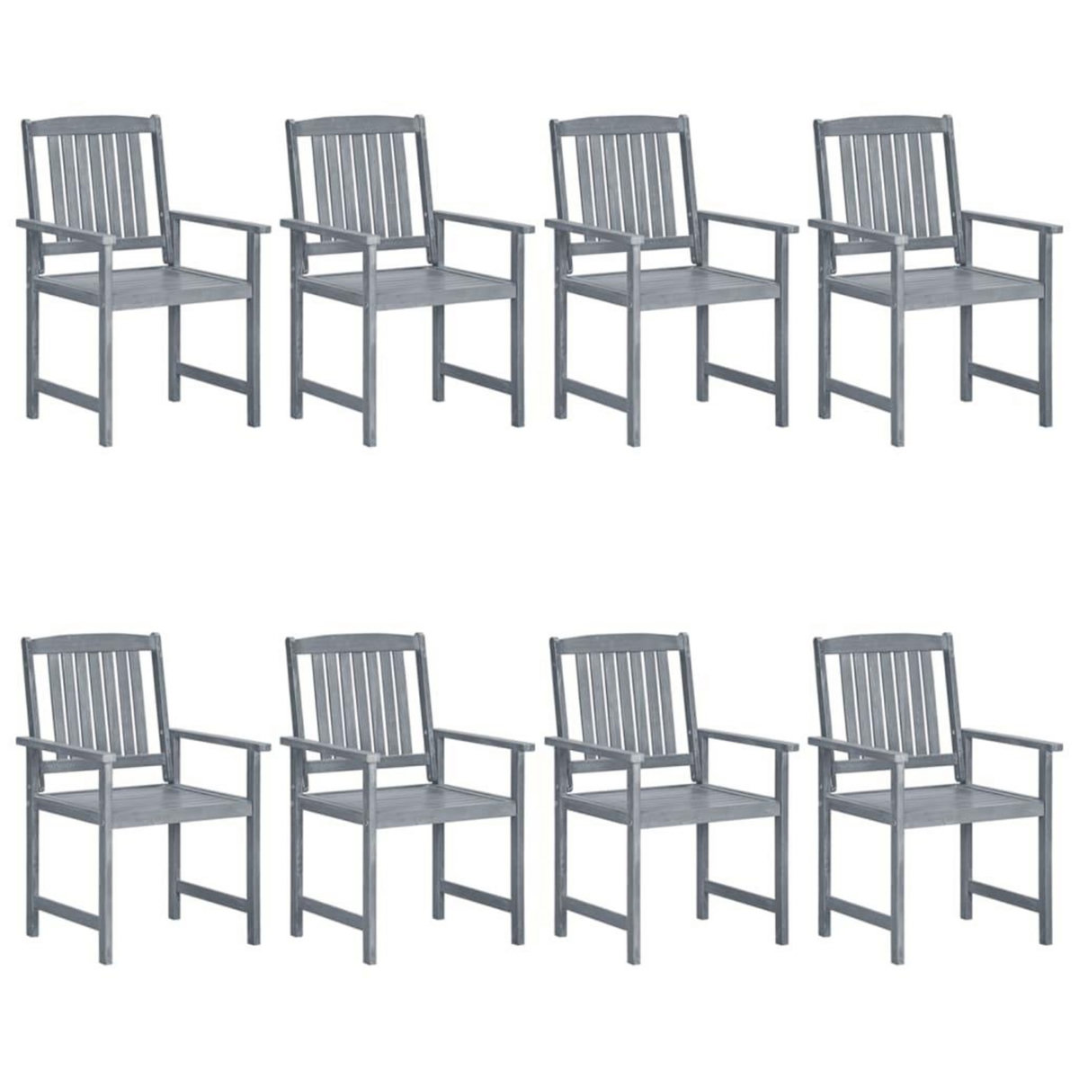 VIDAXL Chaises de jardin et coussins lot de 8 Bois acacia solide Gris