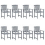 Voir la diapositive 3 : VIDAXL Chaises de jardin et coussins lot de 8 Bois acacia solide Gris