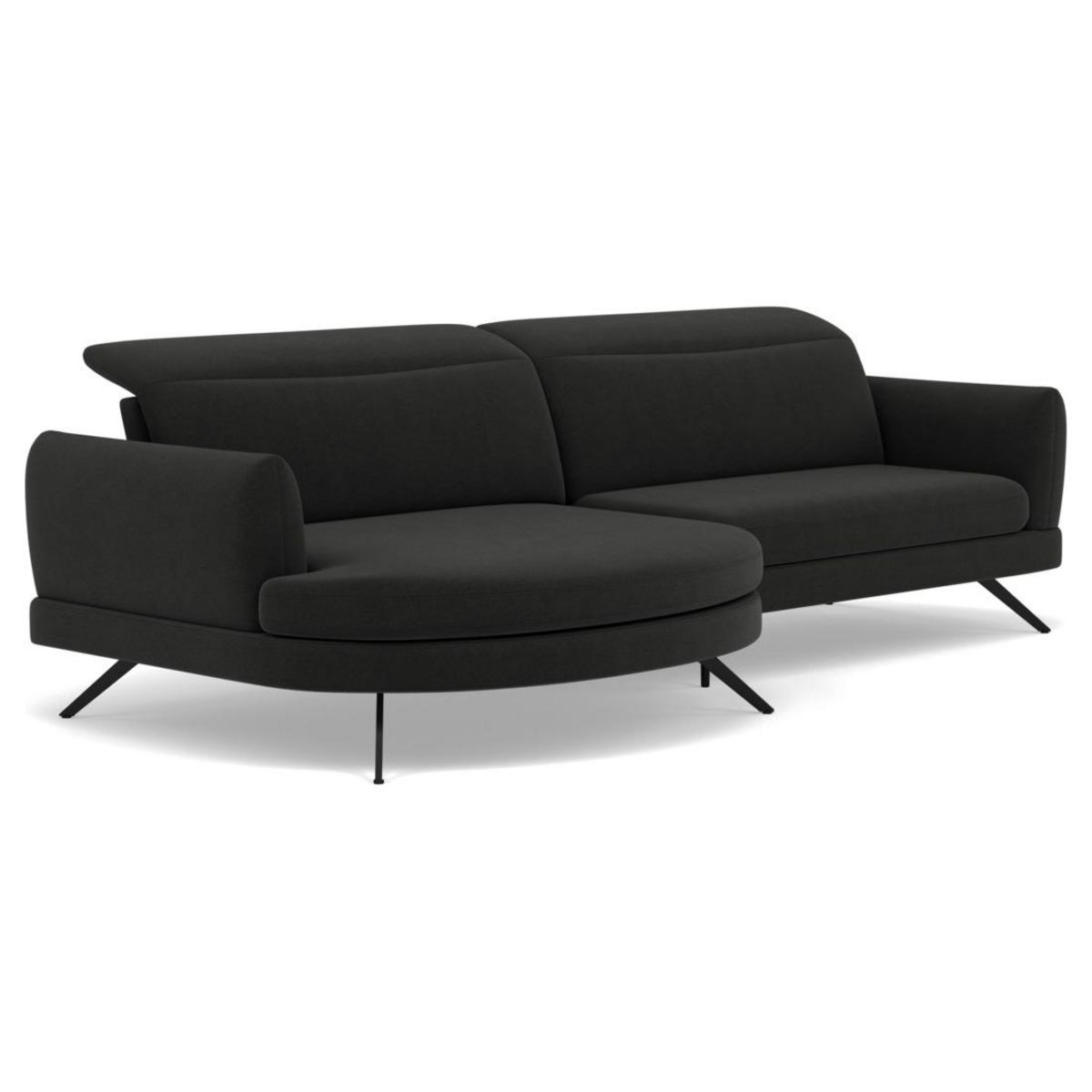 LISA DESIGN Terry - canapé d'angle gauche 4 places avec têtières réglables en tissu texturé