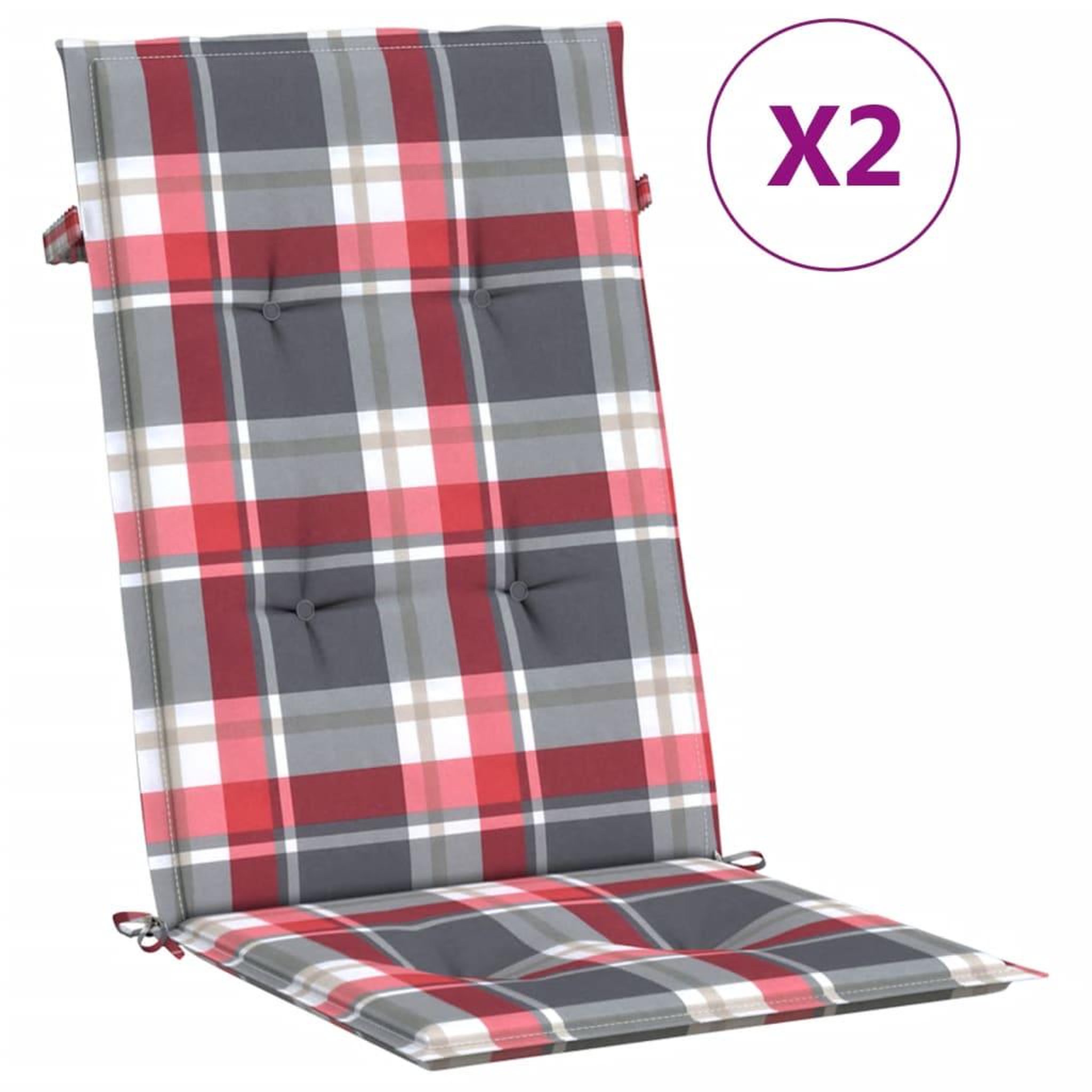 Voir la diapositive 2 : VIDAXL Coussins de chaise de jardin a dossier haut lot de 2 120x50x3cm