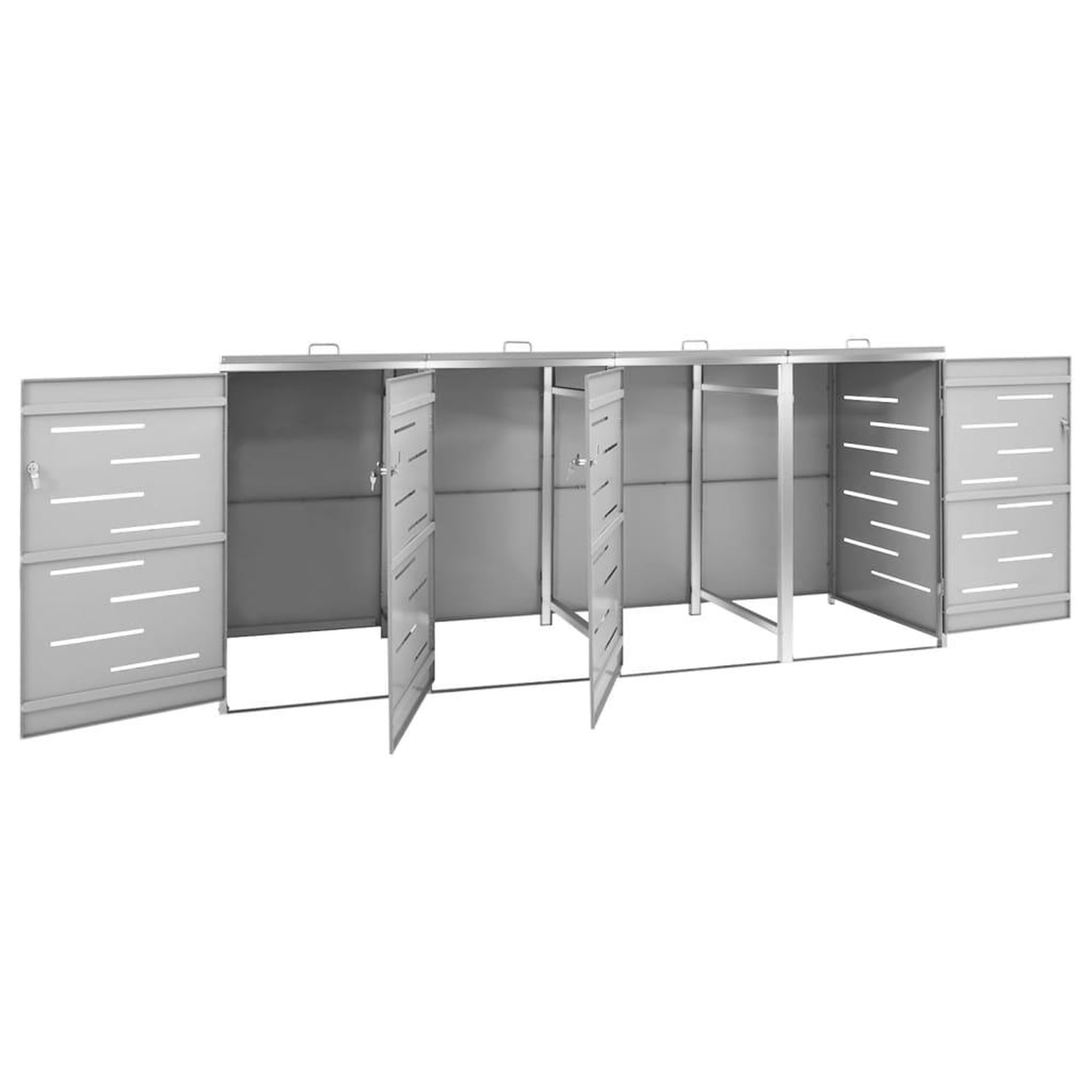 Voir la diapositive 4 : VIDAXL Abri pour quatre poubelles 276,5x77,5x112,5 cm Inox