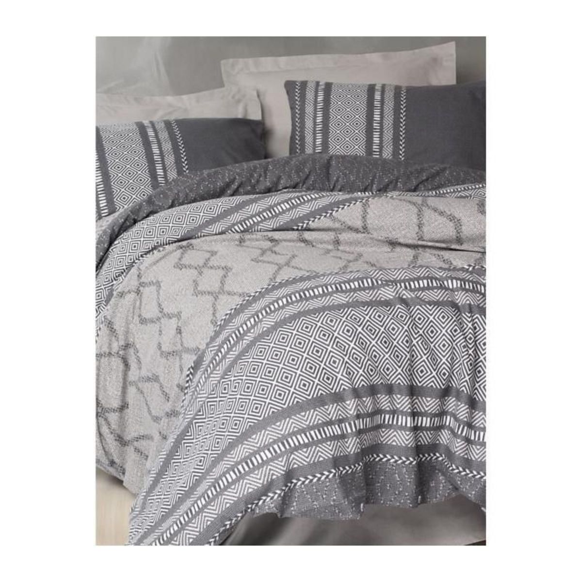 GENERIQUE Parure de lit - 129CTN64842 - 1 housse de couette 220 x 240 cm + 2 taies d'oreiller 60 x 60 cm - 100% coton ranforcé - Vison